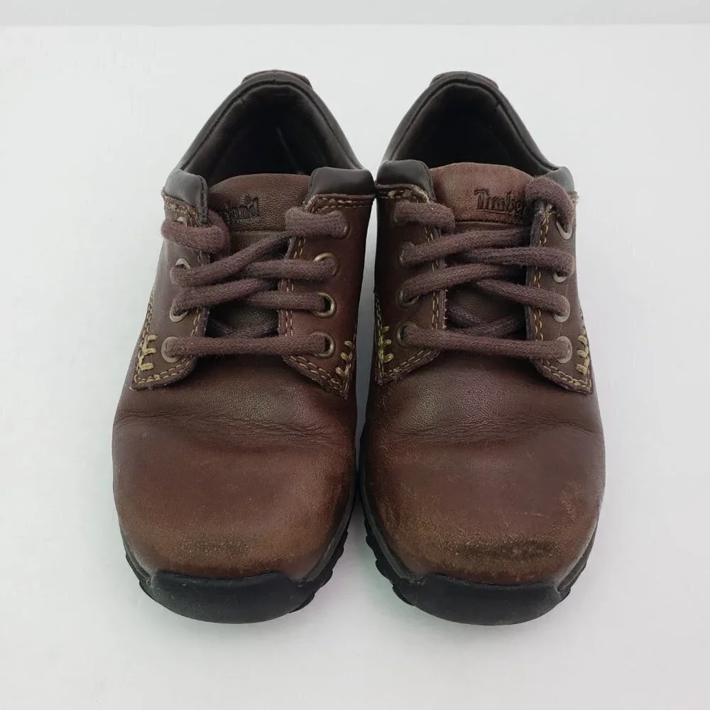 Timberland Baby Bot Size 7.5 Brown Leather Lace Up Casual Shoes 45832 0327
